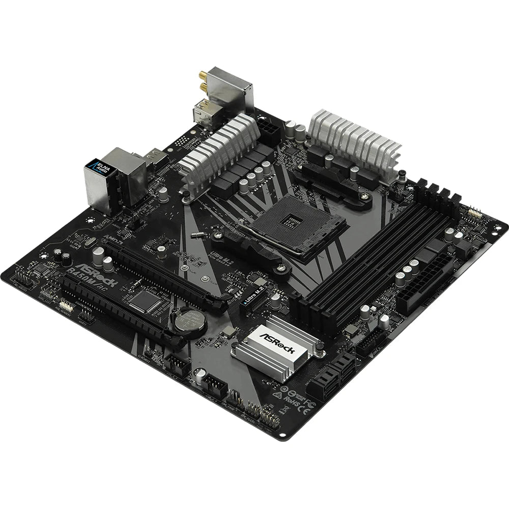 ASRock B450M Motherboard B450M/ac Dual-channel DDR4 Memory AM4 Motherboard M.2 NVME (supports Ryzen 5 5600 5600G R7 5700X3D CPU)
