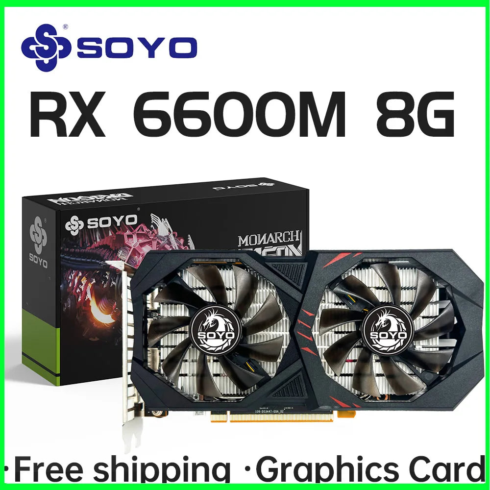 SOYO AMD RX6600M 8GB Graphics Card GDDR6 128Bit 8Pin Radeon GPU RX 6600M Desktop Computer Components PC Gaming Video Cards