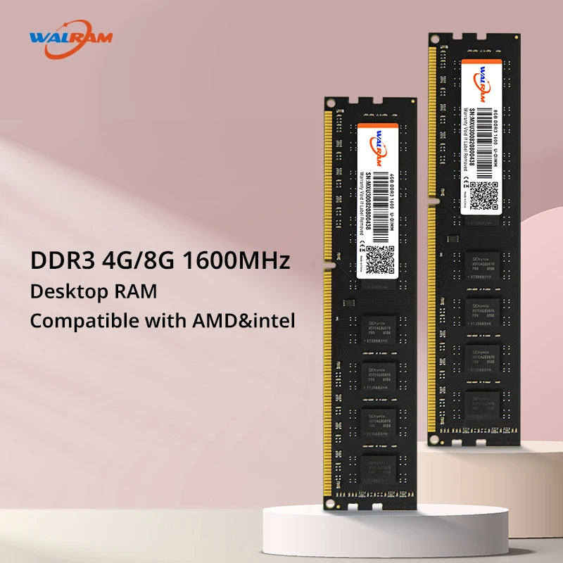 Walram Memoria Ram DDR3 8GB 1600mhz RAM Desktop Memory PC3 4GB 12800U 240Pin 1.5V NO ECC DDR3 Computer Memory RAM UDIMM