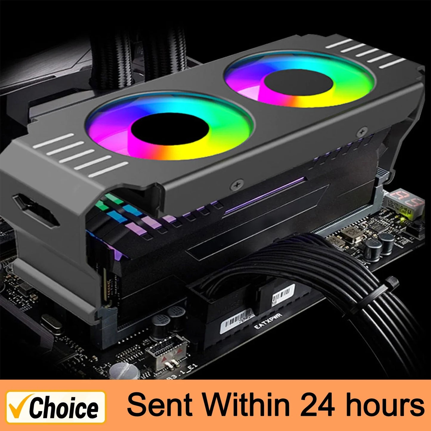 Computer RAM Memory Module Cooler PC DDR4 DDR5 Dual 120mm Fan ARGB Sync PWM Fans Aluminium RGB Cooling Radiator for DDR4 DDR5