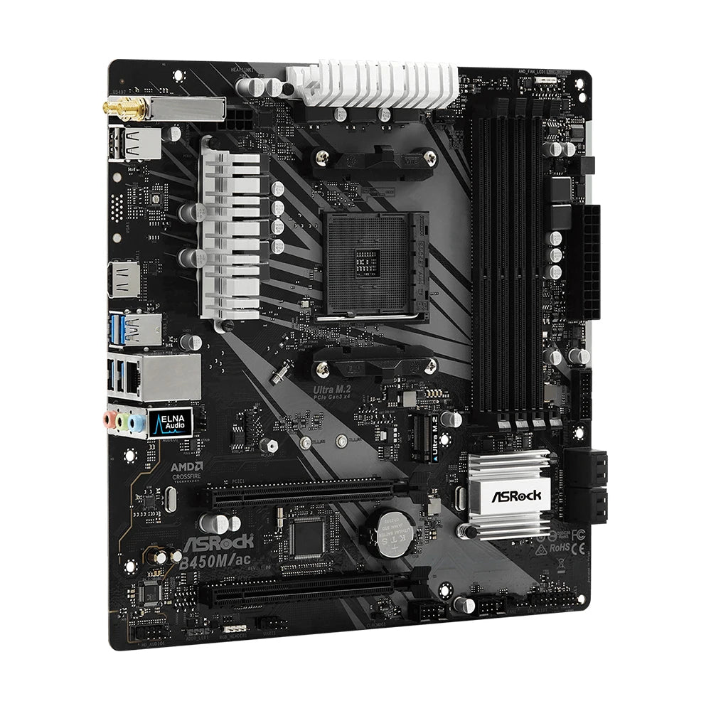ASRock B450M Motherboard B450M/ac Dual-channel DDR4 Memory AM4 Motherboard M.2 NVME (supports Ryzen 5 5600 5600G R7 5700X3D CPU)