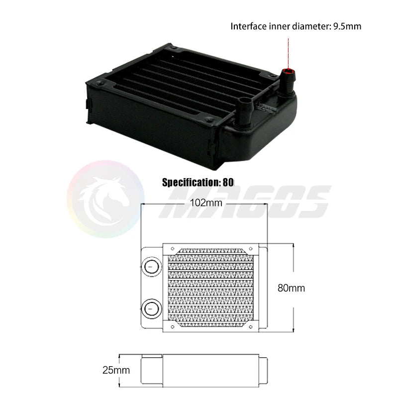PC Water Cooling Radiator Aluminum For CPU GPU RAM Heatsink Exchanger Fan Cooler 60/80/90/120/240/360mm Black/White