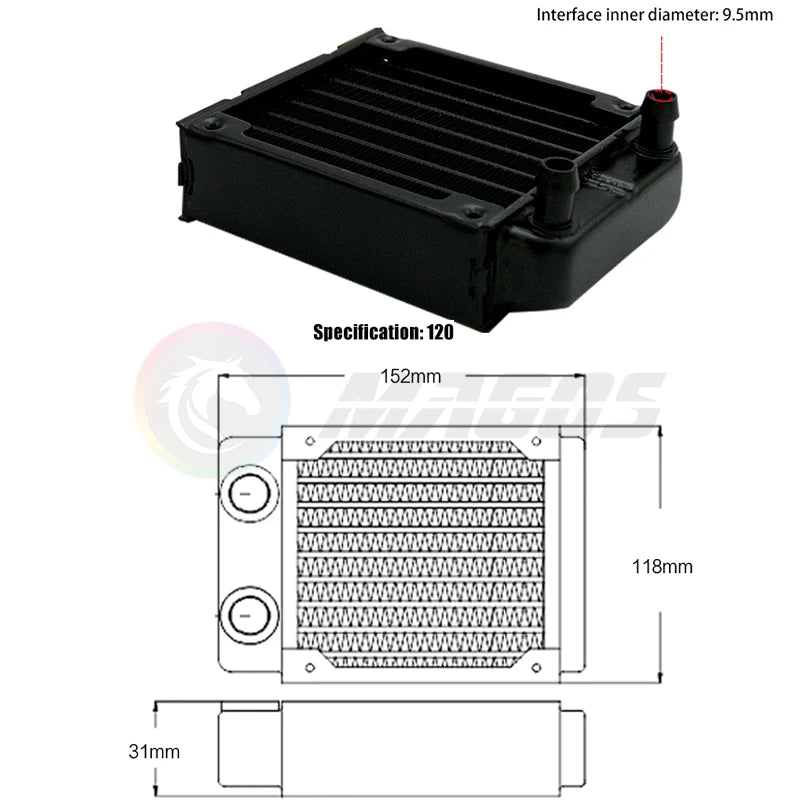PC Water Cooling Radiator Aluminum For CPU GPU RAM Heatsink Exchanger Fan Cooler 60/80/90/120/240/360mm Black/White