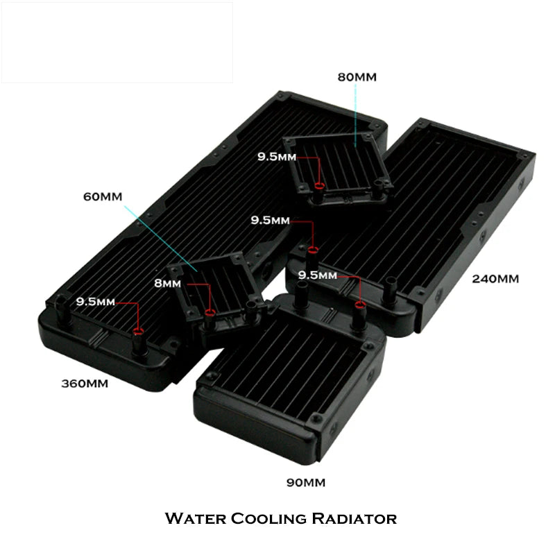 PC Water Cooling Radiator Aluminum For CPU GPU RAM Heatsink Exchanger Fan Cooler 60/80/90/120/240/360mm Black/White