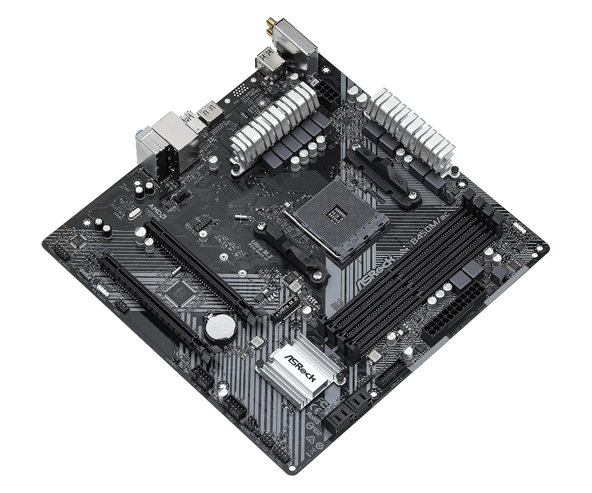 B450 B450M Motherboard ASRock B450M/ac R2.0 Motherboard Socket AM4 support Ryzen 5 5600 4300G 1600 DDR4 PCI-E 3.0 Micro ATX