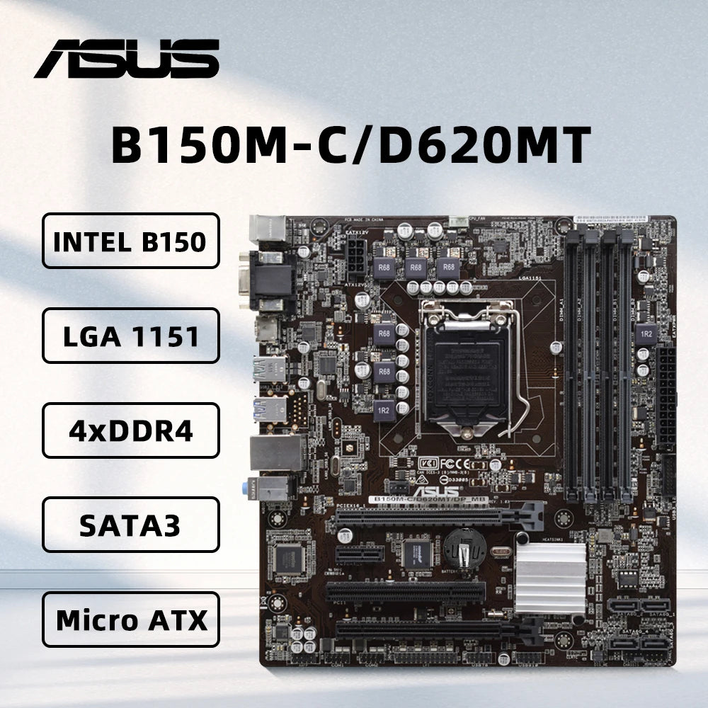 ASUS B150M-C/D620MT Motherboard Support i7-7700K i7-6700K i5-7600K i5-6600K 6500 i3-7350K CPU 4×DDR4 64GB HDMI PCIe 3.0 mATX