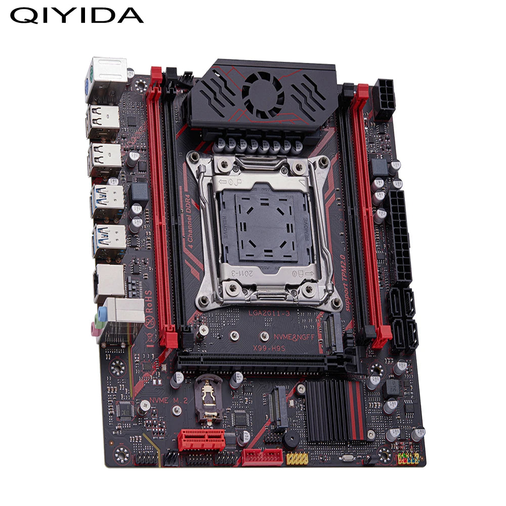 QIYIDA X99 H9S Motherboard Set Kit With LGA2011-3 Xeon E5 2630 V4 CPU DDR4 16GB REG ECC memory NVME M.2 TPM 2.0 Interface SATA3