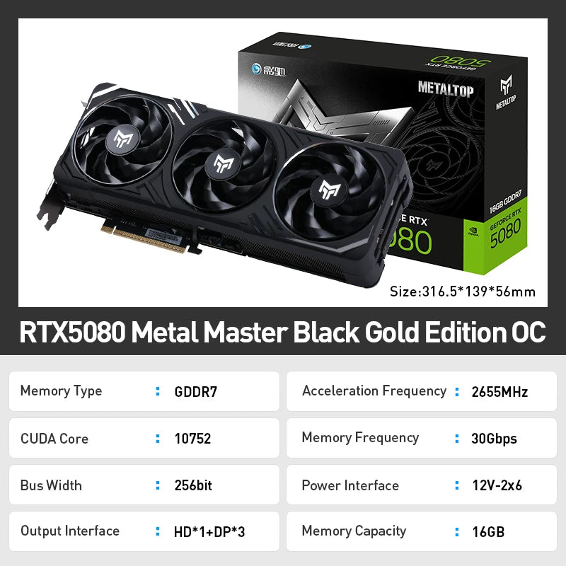 GALAX RTX5080 16G GDDR7 256Bit 4NM Desktop Esports Game Design Professional Graphics Independent Graphics Card Video Card