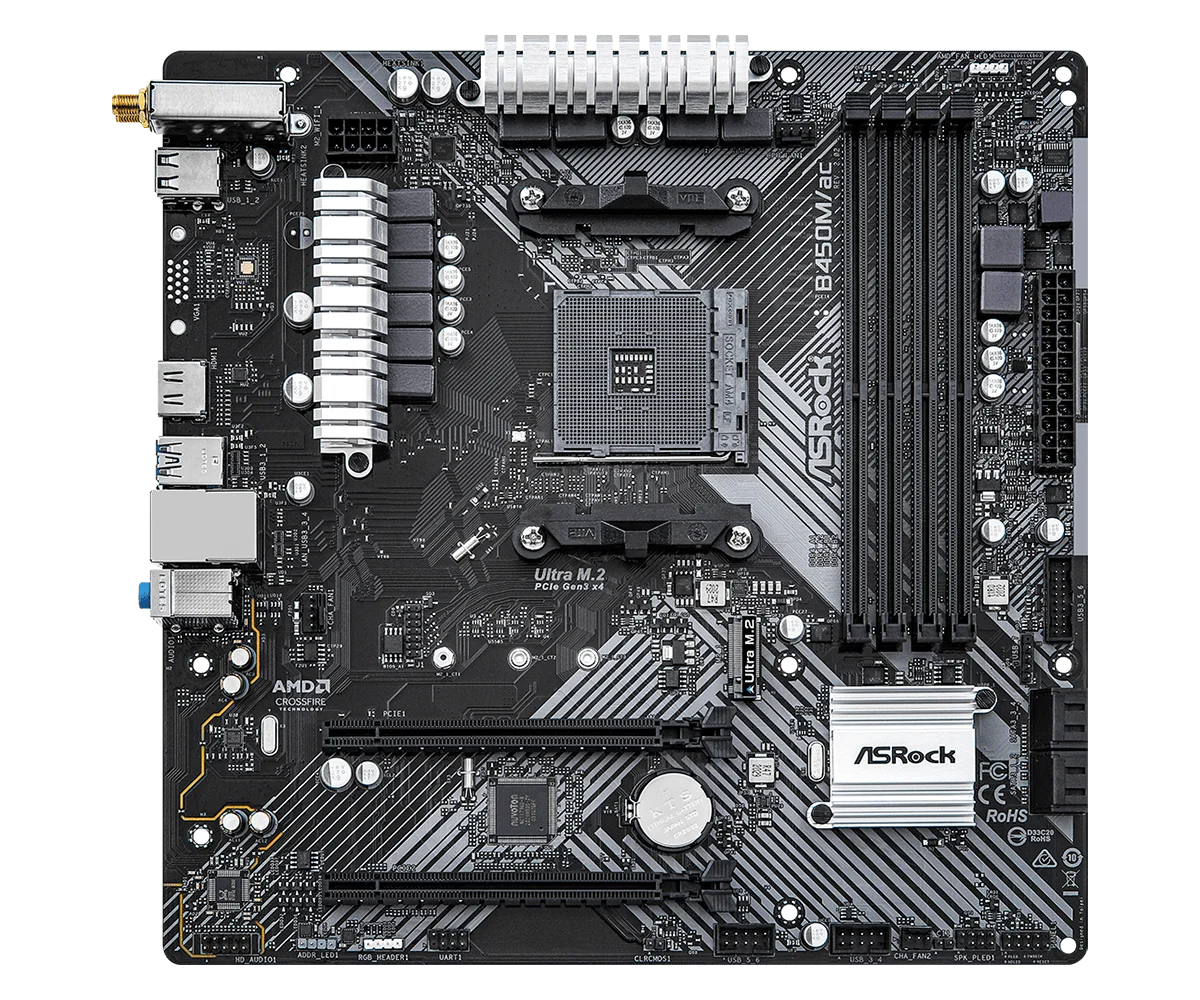 B450 B450M Motherboard ASRock B450M/ac R2.0 Motherboard Socket AM4 support Ryzen 5 5600 4300G 1600 DDR4 PCI-E 3.0 Micro ATX