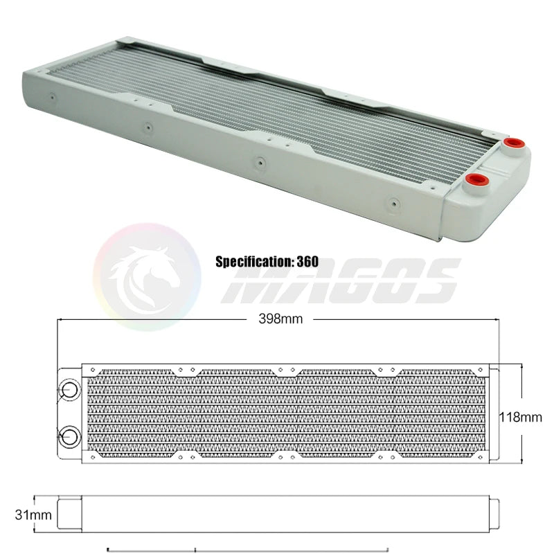 PC Water Cooling Radiator Aluminum For CPU GPU RAM Heatsink Exchanger Fan Cooler 60/80/90/120/240/360mm Black/White