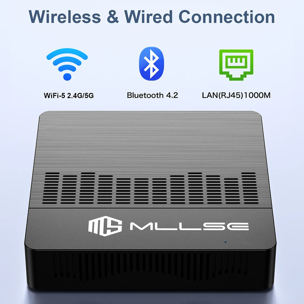 MLLSE Mini PC M2 Air Intel Gemini Lake N4000 Windows 11 6GB RAM 128GB ROM Dual-Band WiFi Bluetooth USB Mini Computer