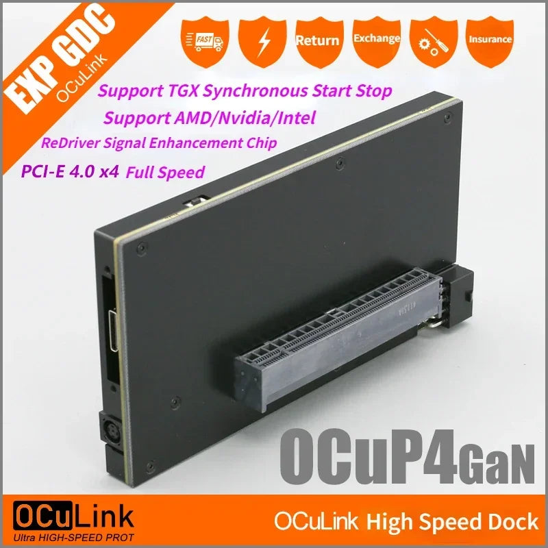 OCuP4GaN OCuLink GPU Dock Case w ReDriver Chip PCIE 4.0 x4 NVME M.2 / OCulink eGPU Adapter Laptop Mini PC External Graphics Card