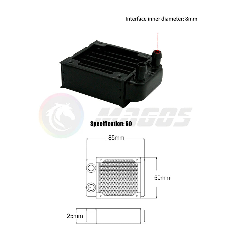 PC Water Cooling Radiator Aluminum For CPU GPU RAM Heatsink Exchanger Fan Cooler 60/80/90/120/240/360mm Black/White