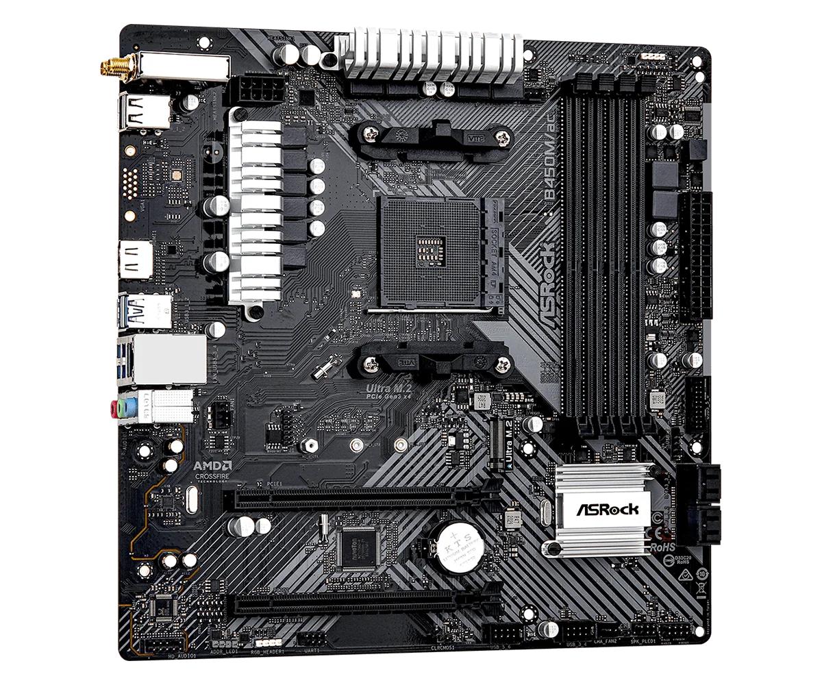 B450 B450M Motherboard ASRock B450M/ac R2.0 Motherboard Socket AM4 support Ryzen 5 5600 4300G 1600 DDR4 PCI-E 3.0 Micro ATX