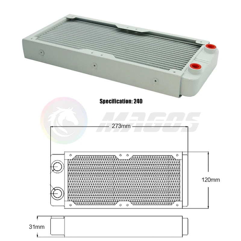 PC Water Cooling Radiator Aluminum For CPU GPU RAM Heatsink Exchanger Fan Cooler 60/80/90/120/240/360mm Black/White