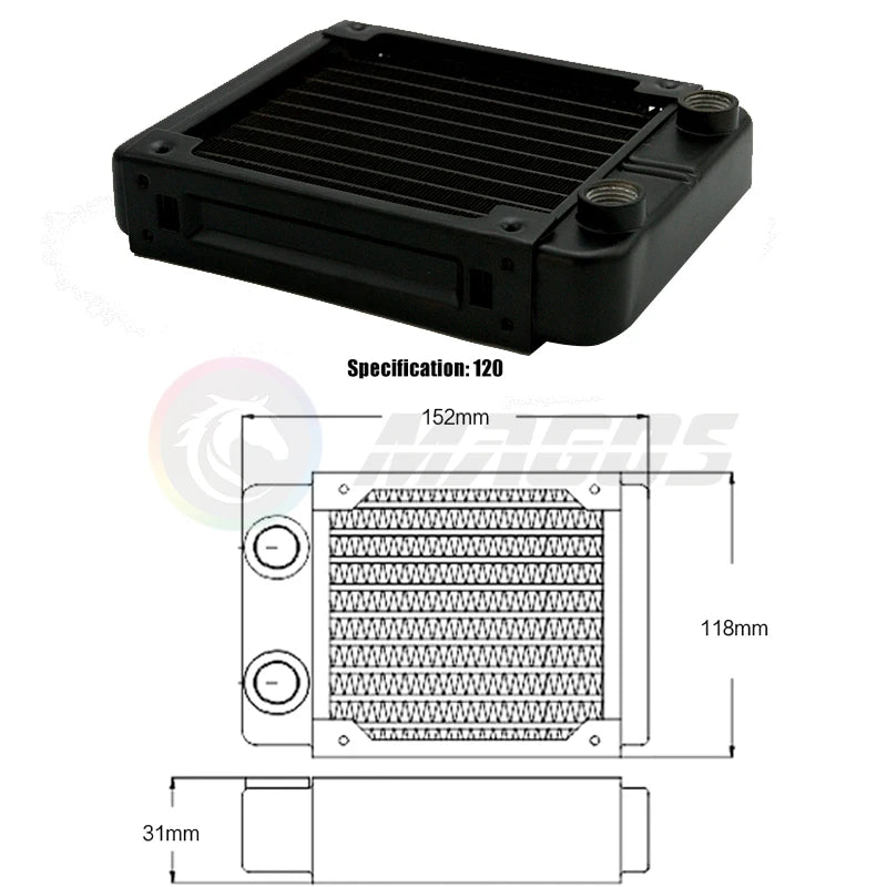 PC Water Cooling Radiator Aluminum For CPU GPU RAM Heatsink Exchanger Fan Cooler 60/80/90/120/240/360mm Black/White