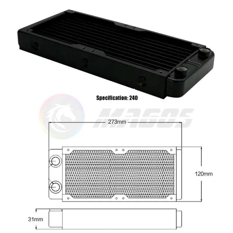 PC Water Cooling Radiator Aluminum For CPU GPU RAM Heatsink Exchanger Fan Cooler 60/80/90/120/240/360mm Black/White