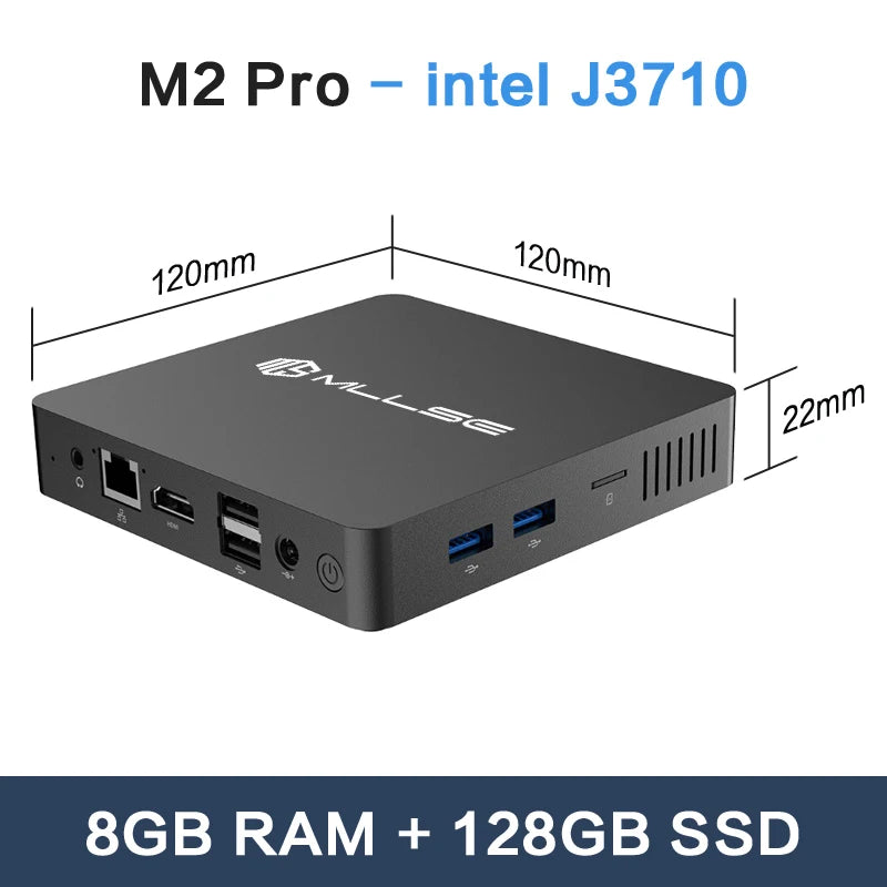 MLLSE Mini PC M2 Air Intel Gemini Lake N4000 Windows 11 6GB RAM 128GB ROM Dual-Band WiFi Bluetooth USB Mini Computer
