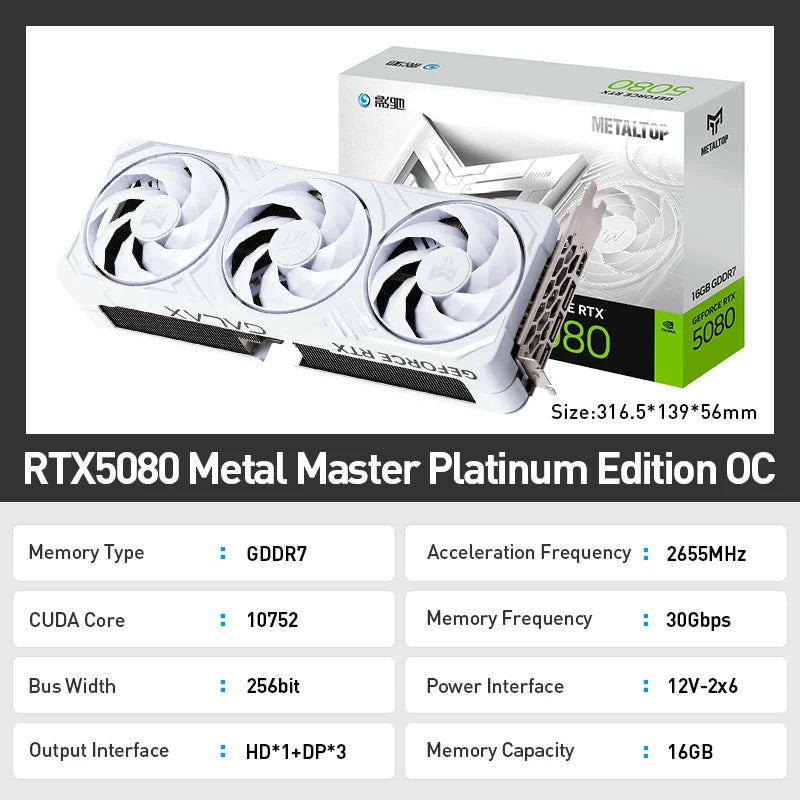 GALAX RTX5080 16G GDDR7 256Bit 4NM Desktop Esports Game Design Professional Graphics Independent Graphics Card Video Card