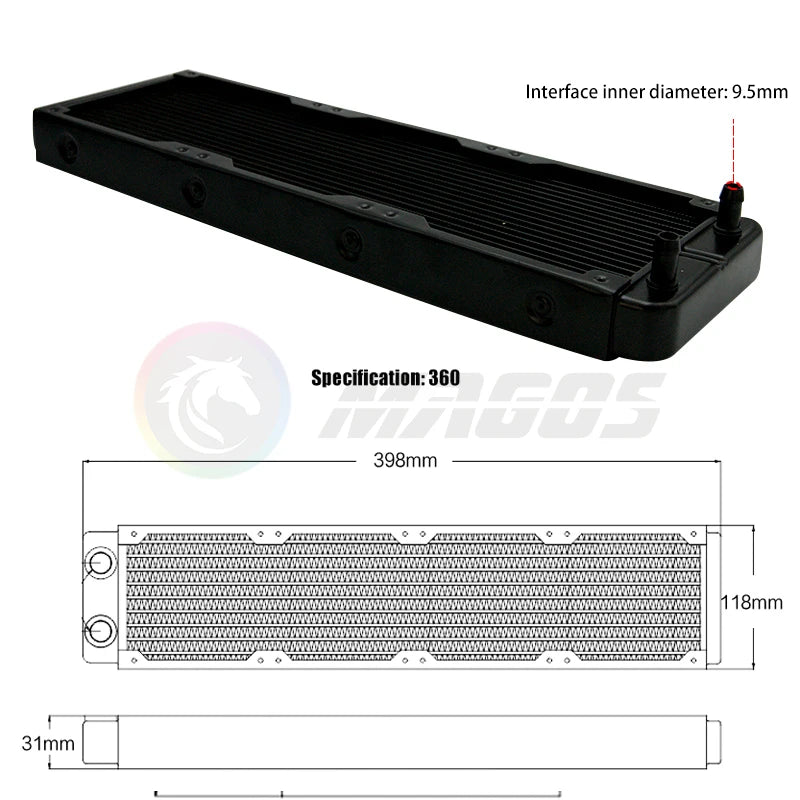 PC Water Cooling Radiator Aluminum For CPU GPU RAM Heatsink Exchanger Fan Cooler 60/80/90/120/240/360mm Black/White