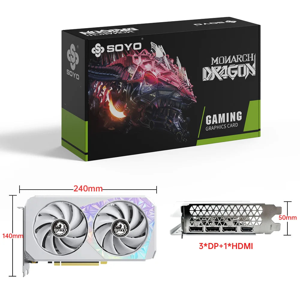 SOYO Graphics Cards GeForce RTX 3060 12GB NVIDIA GPU GDDR6 192bit 8Pin PCI-E 4.0 x16 rtx3060 12gb Suitable for gaming and office