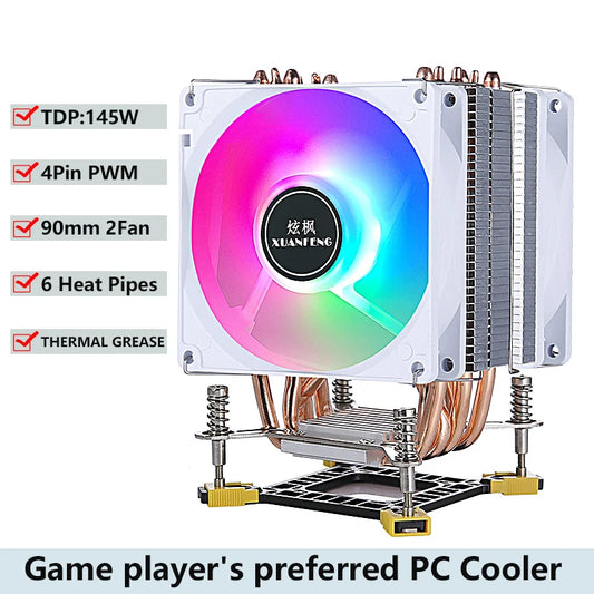 Efficient PC Cooling Fan 2/4/6 Heat Pipe CPU Cooler Processor Installing LGA775 115x 1200 1700 1366 1356 i3 i5 i7 PWM Air-cooled