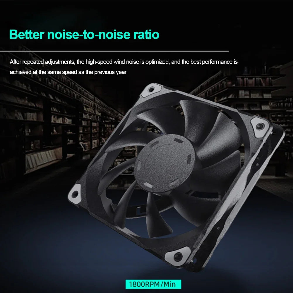 CPU Cooler 140mm Chassis Radiator 4-Pin PWM Silent Cooling Fan 1800RPM with Hydraulic Bearing for Computer Cases Cooling