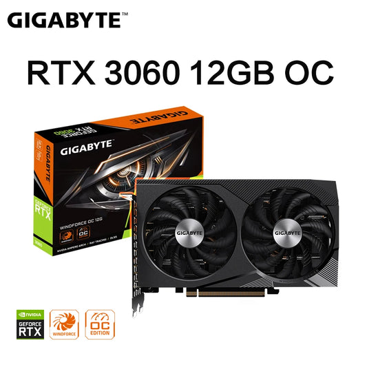 GIGABYTE RTX 3060 WINDFORCE OC 12GB Gaming Graphics Card GDDR6 192Bit With 2X Fans NVIDIA Video Card GV-N3060 Gaming Video Card