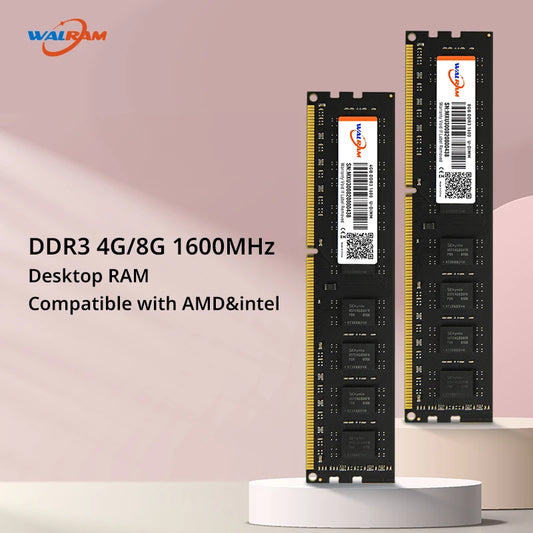 Walram Memoria Ram DDR3 8GB 1600mhz RAM Desktop Memory PC3 4GB 12800U 240Pin 1.5V NO ECC DDR3 Computer Memory RAM UDIMM