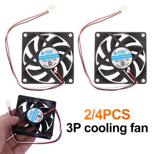 2/4PCS Portable Computer Case Cooler 12V 7cm 70mm PC CPU Cooling Cooler Fan
