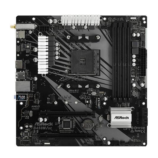 ASRock B450M Motherboard B450M/ac Dual-channel DDR4 Memory AM4 Motherboard M.2 NVME (supports Ryzen 5 5600 5600G R7 5700X3D CPU)