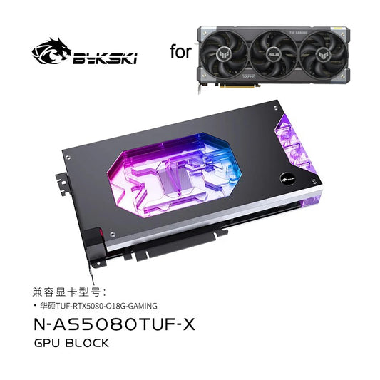 Bykski GPU Water Block Use for ASUS TUF RTX 5080 O16G GAMING Video Card / Full Cover PC Copper Radiator 5V ARGB N-AS5080TUF-X