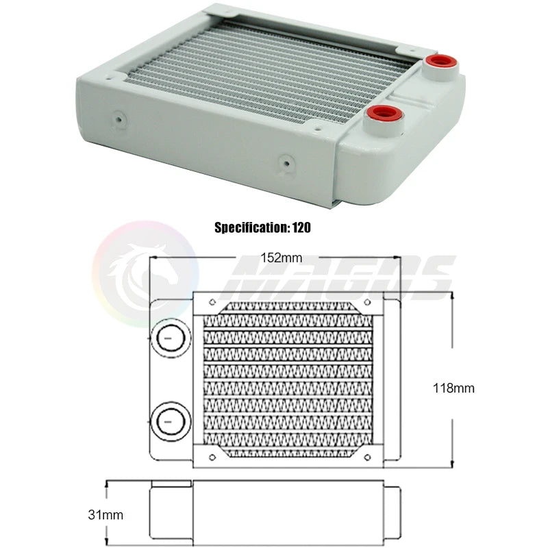 PC Water Cooling Radiator Aluminum For CPU GPU RAM Heatsink Exchanger Fan Cooler 60/80/90/120/240/360mm Black/White