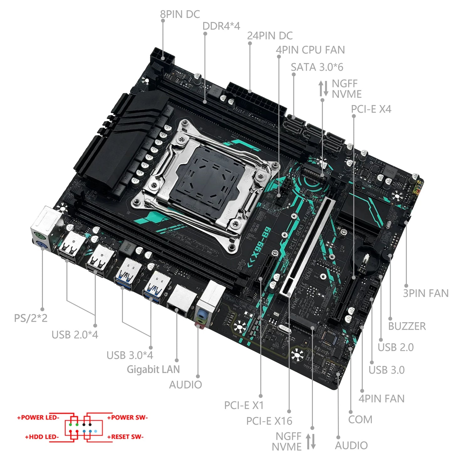 MACHINIST B9 Kit X99 Motherboard LGA2011-3 Intel Xeon E5 2650 V4 CPU processor Set ECC DDR4 16GB RAM Dual M.2 NVME SATA M-ATX